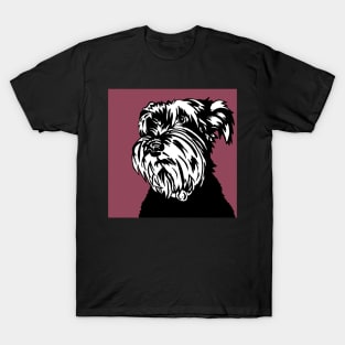 Sally the Miniature Schnauzer Dog Linoprint on Pink Background T-Shirt